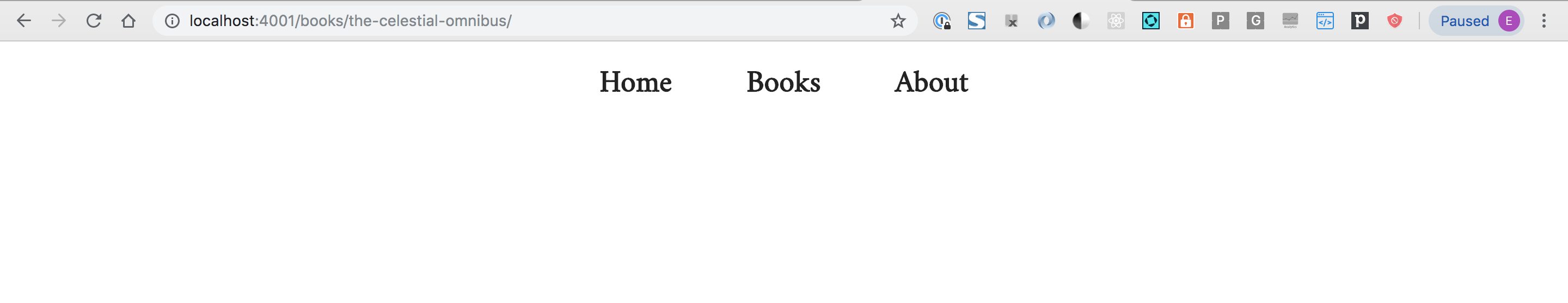 A boring blank page with just nav links showing