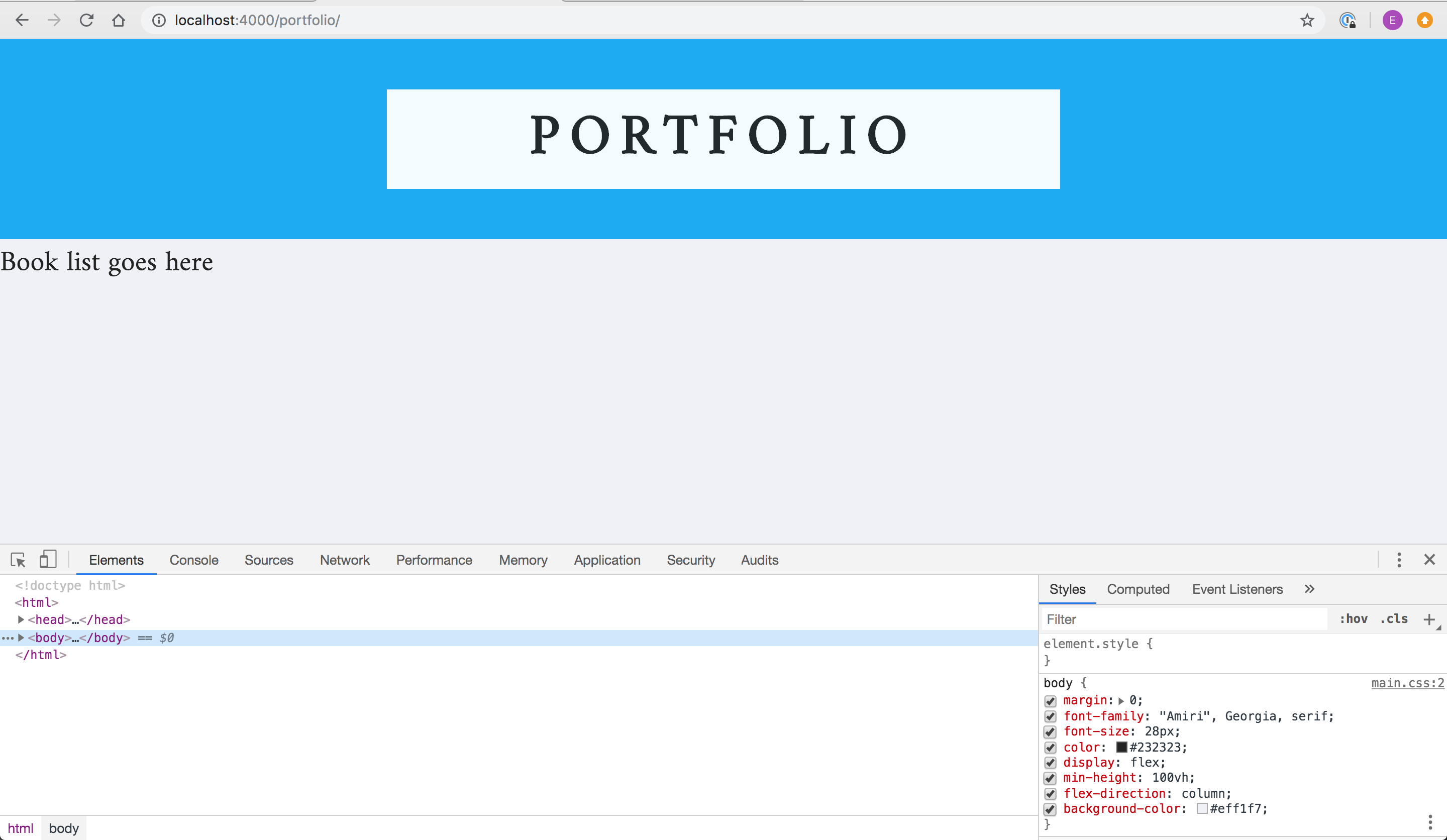 A personalised version of the website. Blue banner and greyish body colour