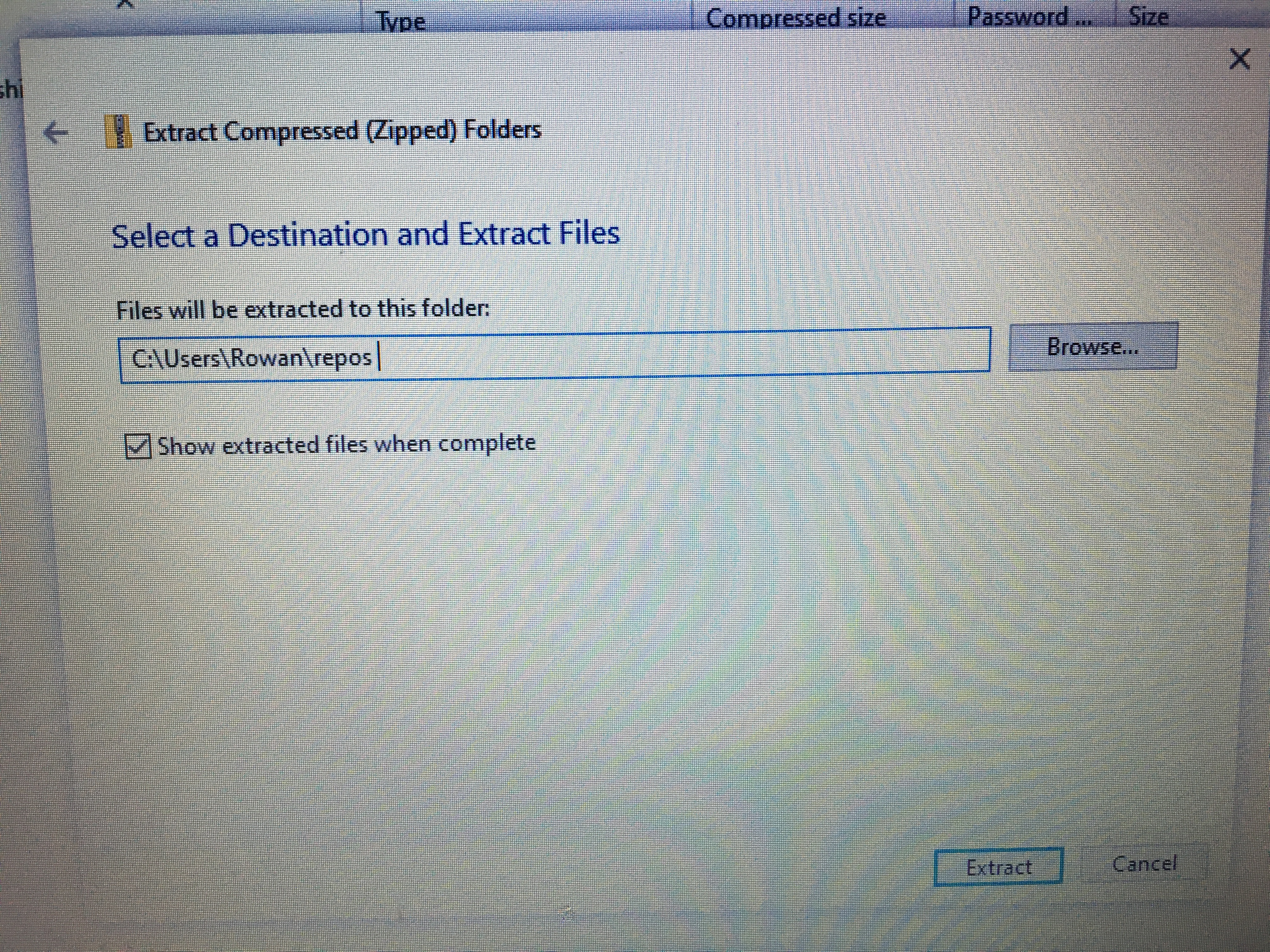 Extracting the files on Windows