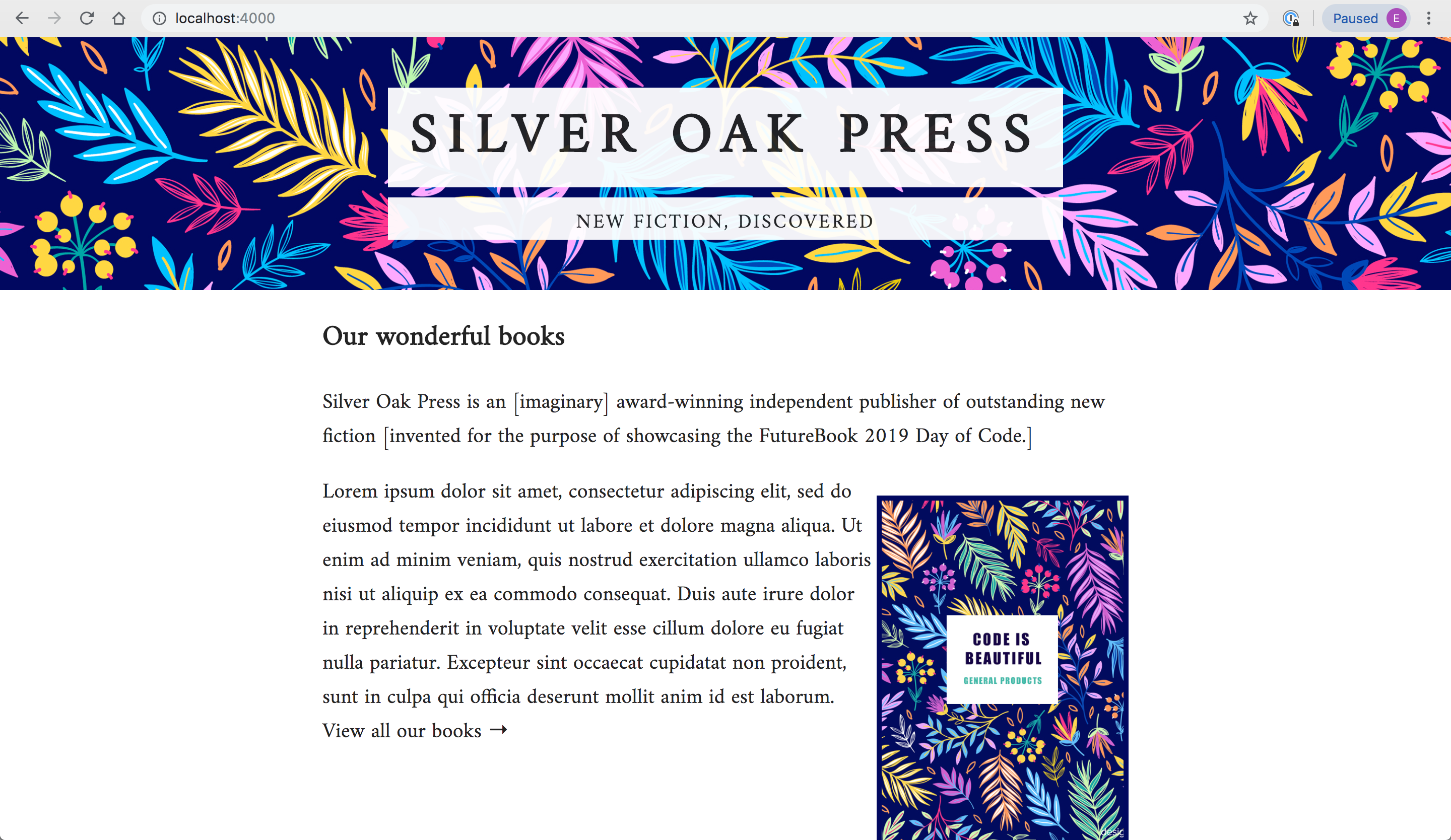 Now the browser is showing a nicely styled page
